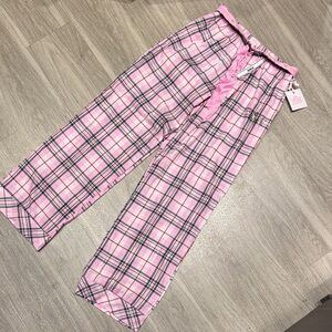 NWT LoveShackFancy Pink Plaid Lounge Pants, M